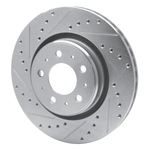 Volvo C70 Brake Rotor (1) - Front Left - R1 Concepts - Drilled & Slotted - Silver - `98-`04